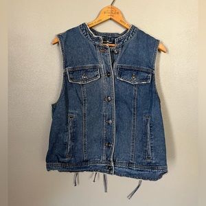 Free People Denim Back Lace Up Vest